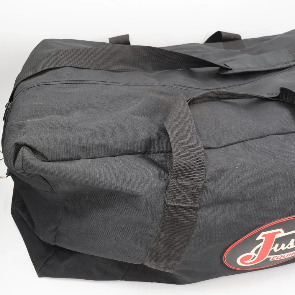 Justin Equine Duffel Bag Large Black Canvas Western Travel Logo